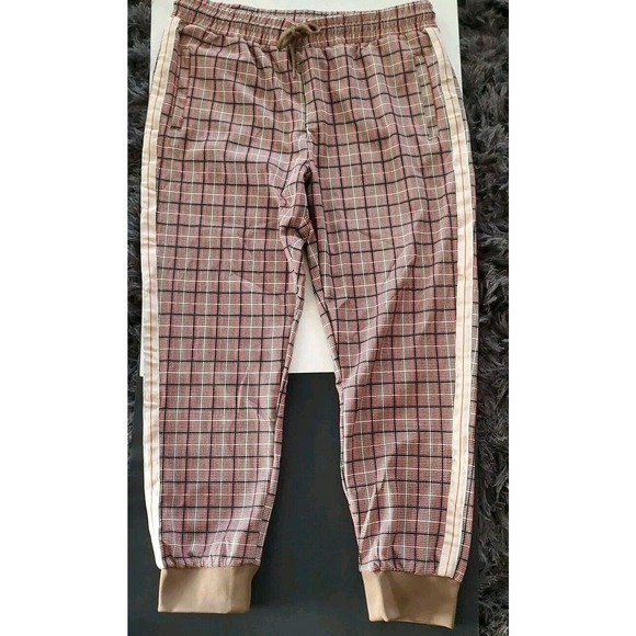 Jian Wang 2XL Men's Retro Plaid Striped Zip Up Pockets Jogger Style Track Suit - Picture 9 of 16